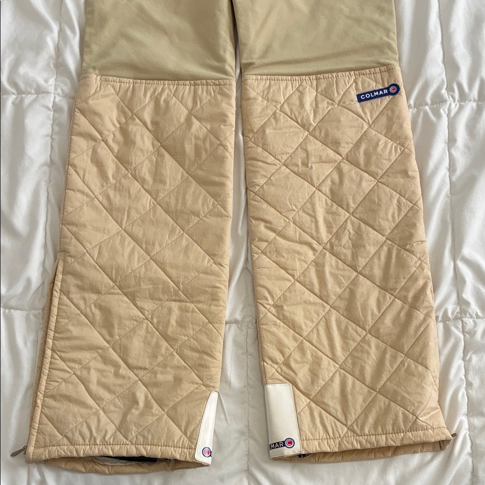 Vtg Colmar Women's Ski Pants Jumpsuits with Striped Suspenders Beige Size 6 - Picture 10 of 16